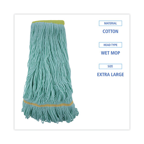 BWK1200XL - Unisan - EcoMop Looped-End Mop Head, Recycled Fibers, Extra Large Size, Green