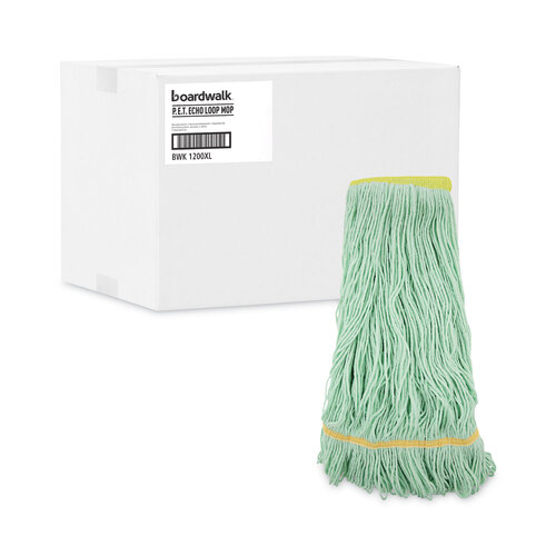 BWK1200XLCT - Boardwalk - EcoMop Looped-End Mop Head, Recycled Fibers, Extra Large Size, Green, 12/CT