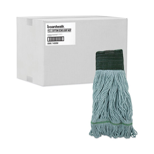 BWK1400MCT - Boardwalk - EchoMop with Looped-End Wet Head, Synthetic/Cotton, Medium, Blue, 12/Carton