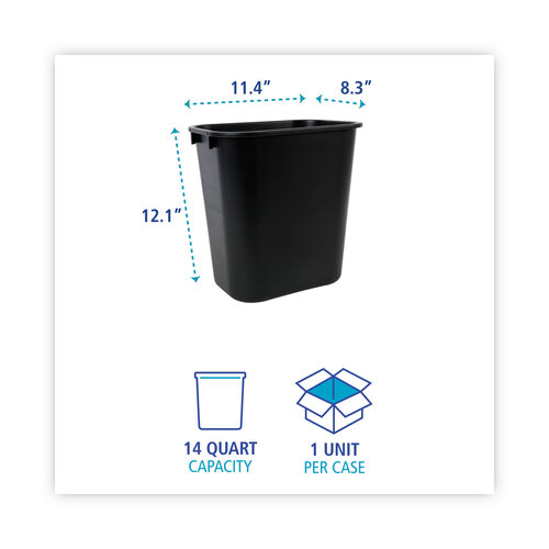 BWK14QTWBBLA - Boardwalk - Soft-Sided Wastebasket, 14qt, Plastic, Black