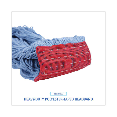 BWK1800LBDZ - Boardwalk - Pro Loop Web/Tailband Mop Head, Blue, Large, 12/Carton