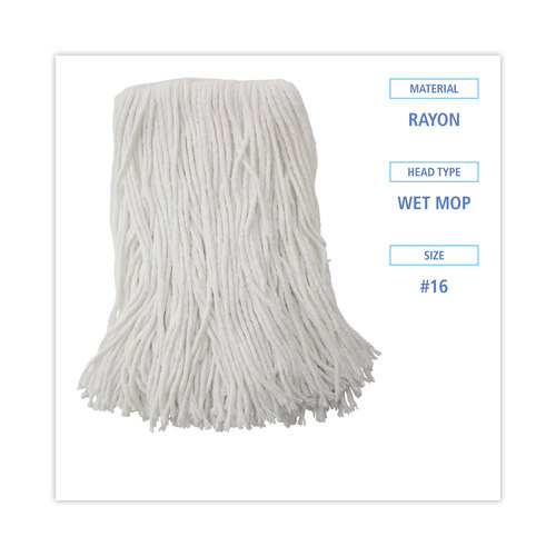 BWK2016R - Boardwalk - Mop Head, Value Standard Head, Rayon Fiber, Cut-End, Size No. 16, WE, 12/Carton