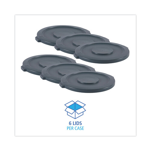 BWK32GLWRLIDG - Boardwalk - Lids for 32 gal Waste Receptacle, Flat-Top, Round, Plastic, Gray