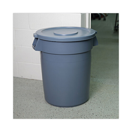 BWK32GLWRLIDG - Boardwalk - Lids for 32 gal Waste Receptacle, Flat-Top, Round, Plastic, Gray