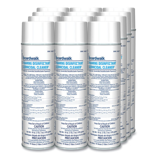 BWK343ACT - BOARDWALK - Foaming Disinfectant Germicidal Cleaner, Flowery Scent, 19 oz Aerosol Can, 12/Carton