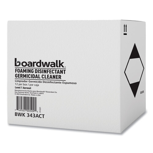 BWK343ACT - BOARDWALK - Foaming Disinfectant Germicidal Cleaner, Flowery Scent, 19 oz Aerosol Can, 12/Carton