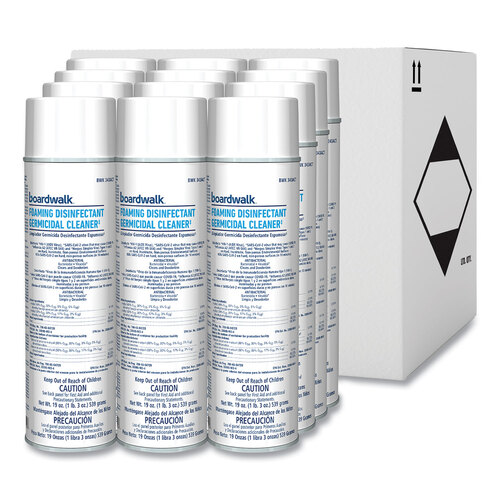 BWK343ACT - BOARDWALK - Foaming Disinfectant Germicidal Cleaner, Flowery Scent, 19 oz Aerosol Can, 12/Carton