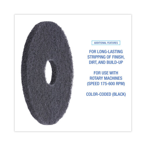 BWK4013BLA - Boardwalk - Standard 13-Inch Diameter Stripping Floor Pads, Black