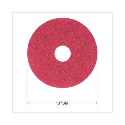 BWK4013RED - Boardwalk - Standard Floor Pads, 13" dia, Red, 5/Carton