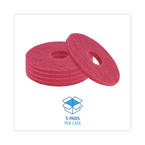 BWK4013RED - Boardwalk - Standard Floor Pads, 13" dia, Red, 5/Carton