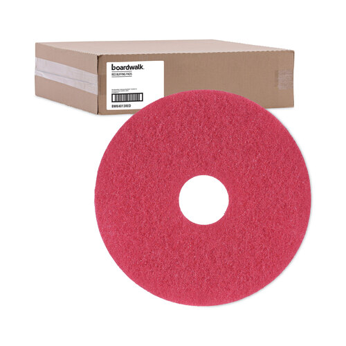 BWK4013RED - Boardwalk - Standard Floor Pads, 13" dia, Red, 5/Carton