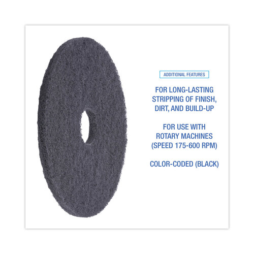 BWK4016BLA - Boardwalk - Standard 16-Inch Diameter Stripping Floor Pads, Black
