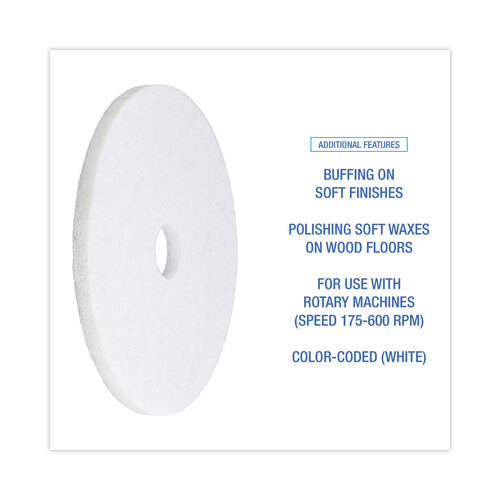 BWK4019WHI - Boardwalk - Standard Floor Pads, 19" dia, White, 5/Carton