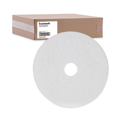 BWK4019WHI - Boardwalk - Standard Floor Pads, 19" dia, White, 5/Carton