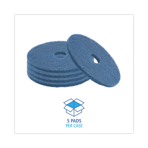 BWK4020BLU - Boardwalk - Standard 20-Inch Diameter Scrubbing Floor Pads, Blue