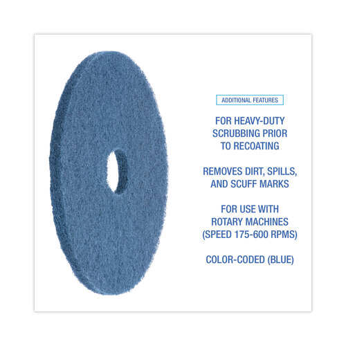BWK4020BLU - Boardwalk - Standard 20-Inch Diameter Scrubbing Floor Pads, Blue