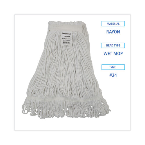 BWK4024RCT - Unisan - Mop Head, Pro Loop Web/Tailband, Value Standard Head, Rayon Fiber, #24, White