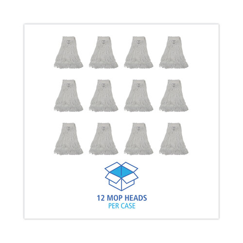 BWK4024RCT - Unisan - Mop Head, Pro Loop Web/Tailband, Value Standard Head, Rayon Fiber, #24, White
