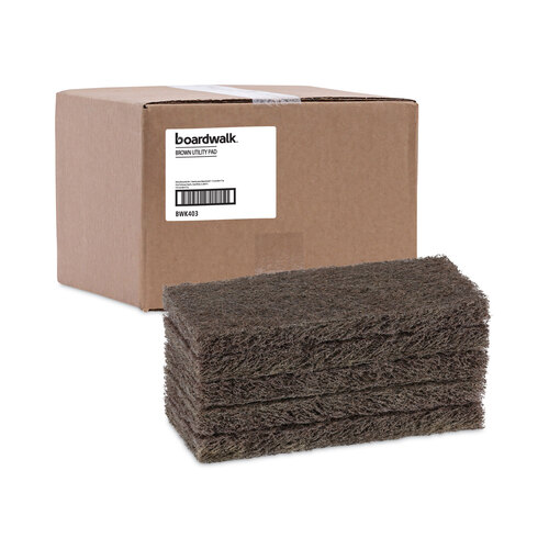 BWK403 - Boardwalk - Heavy-Duty Brown Pads, 4 x 10, 20/Carton