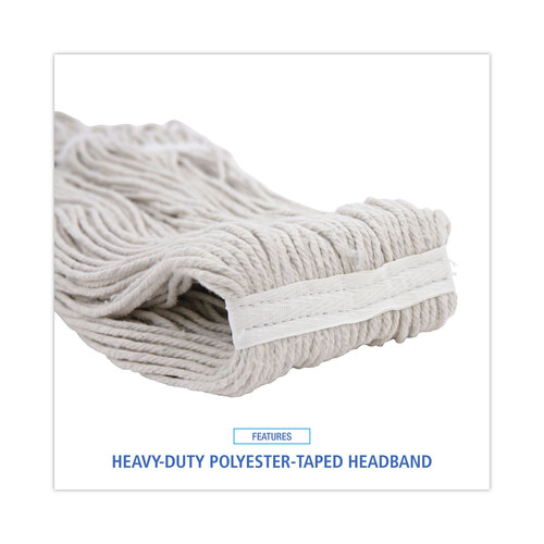 BWK424CEA - Boardwalk - Pro Loop Web/Tailband Wet Mop Head, Cotton, 24oz, White