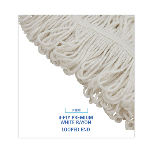 BWK424RCT - Boardwalk - Pro Loop Web/Tailband Wet Mop Head, Rayon, 24oz, White, 12/Carton