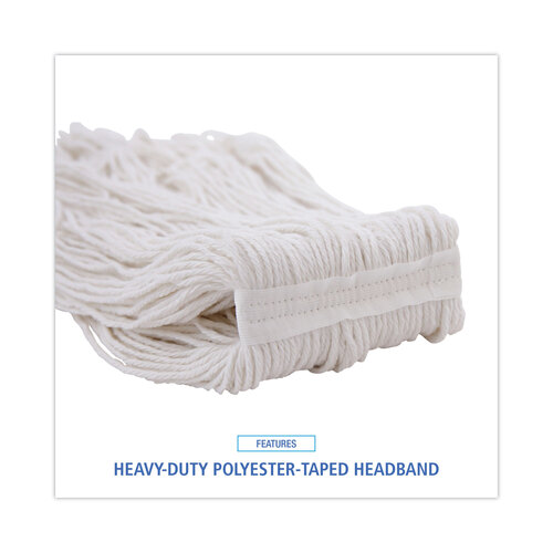 BWK424RCT - Boardwalk - Pro Loop Web/Tailband Wet Mop Head, Rayon, 24oz, White, 12/Carton