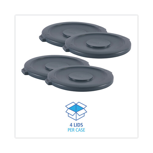 BWK44GLWRLIDGRA - Boardwalk - Lids for 44 gal Waste Receptacles, Flat-Top, Round, Plastic Gray