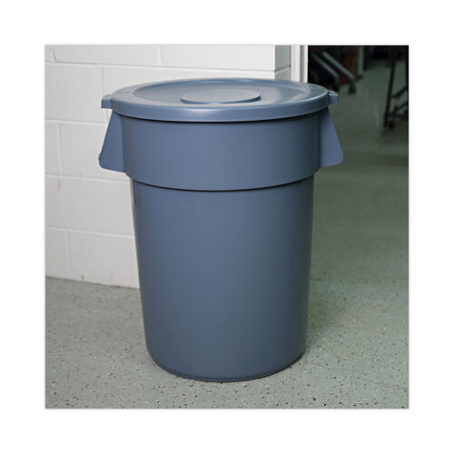 BWK44GLWRLIDGRA - Boardwalk - Lids for 44 gal Waste Receptacles, Flat-Top, Round, Plastic Gray