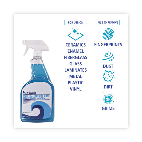 BWK47112AEA - Boardwalk - Boardwalk Industrial Strength Glass Cleaner with Ammonia, 32 oz Trigger Bottle