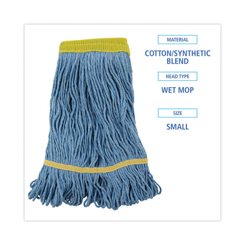 BWK501BL - Boardwalk - Super Loop Wet Mop Head, Cotton/Synthetic Fiber, 5&quot; Headband, Small Size, Blue, 12/Carton