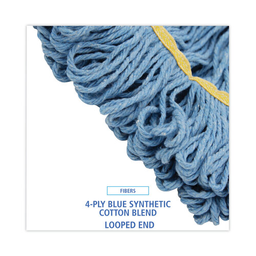 BWK501BL - Boardwalk - Super Loop Wet Mop Head, Cotton/Synthetic Fiber, 5&quot; Headband, Small Size, Blue, 12/Carton