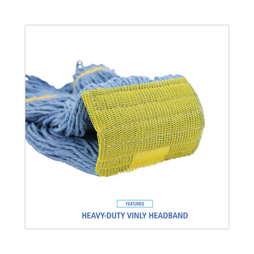 BWK501BL - Boardwalk - Super Loop Wet Mop Head, Cotton/Synthetic Fiber, 5&quot; Headband, Small Size, Blue, 12/Carton
