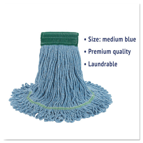 BWK502BLEA - Boardwalk - Super Loop Wet Mop Head, Cotton/Synthetic Fiber, 5&quot; Headband, Medium Size, Blue