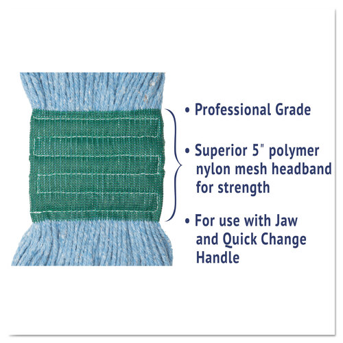BWK502BLEA - Boardwalk - Super Loop Wet Mop Head, Cotton/Synthetic Fiber, 5&quot; Headband, Medium Size, Blue