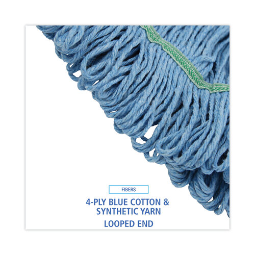 BWK502BLNB - Boardwalk - Super Loop Wet Mop Head, Cotton/Synthetic Fiber, 1&quot; Headband, Medium Size, Blue