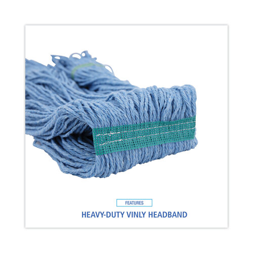 BWK502BLNB - Boardwalk - Super Loop Wet Mop Head, Cotton/Synthetic Fiber, 1&quot; Headband, Medium Size, Blue