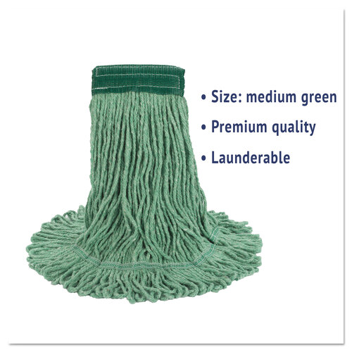 BWK502GNCT - Boardwalk - Super Loop Wet Mop Head, Cotton/Synthetic Fiber, 5&quot; Headband, Medium Size, Green, 12/Carton
