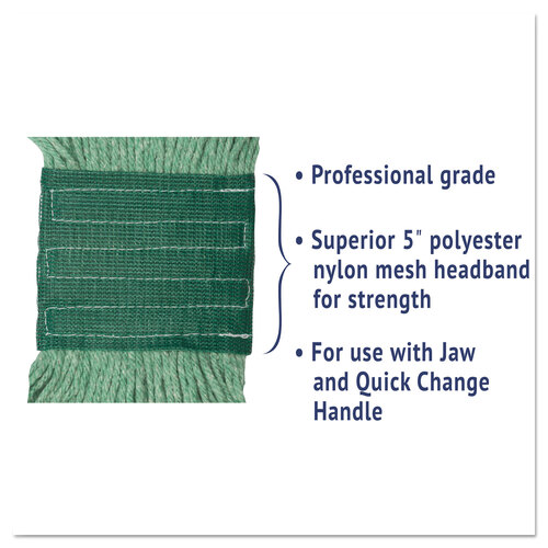 BWK502GNCT - Boardwalk - Super Loop Wet Mop Head, Cotton/Synthetic Fiber, 5&quot; Headband, Medium Size, Green, 12/Carton