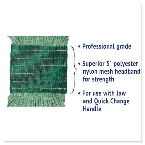 BWK502GNEA - Boardwalk - Super Loop Wet Mop Head, Cotton/Synthetic Fiber, 5&quot; Headband, Medium Size, Green