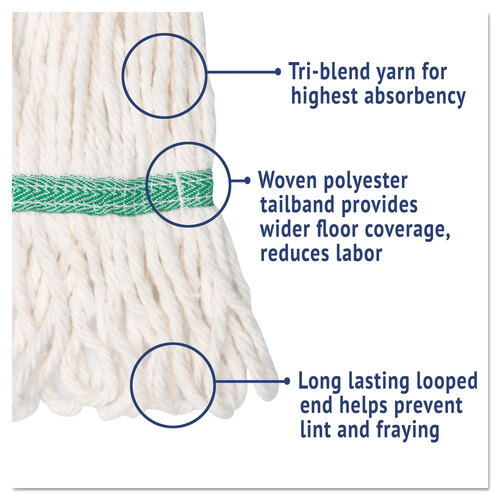 BWK502WHEA - Boardwalk - Super Loop Wet Mop Head, Cotton/Synthetic Fiber, 5&quot; Headband, Medium Size, White