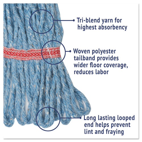 BWK503BLEA - Boardwalk - Super Loop Wet Mop Head, Cotton/Synthetic Fiber, 5&quot; Headband, Large Size, Blue