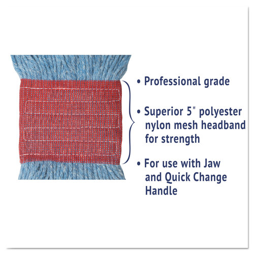 BWK503BLEA - Boardwalk - Super Loop Wet Mop Head, Cotton/Synthetic Fiber, 5&quot; Headband, Large Size, Blue
