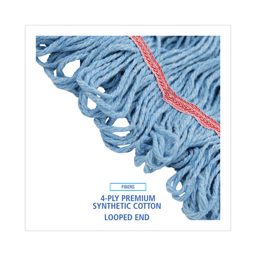 BWK503BLNB - Boardwalk - Super Loop Wet Mop Head, Cotton/Synthetic Fiber, 1&quot; Headband, Large Size, Blue, 12/Carton