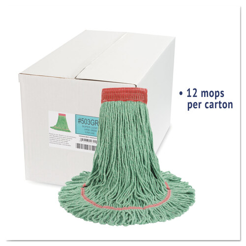 BWK503GNCT - Boardwalk - Super Loop Wet Mop Head, Cotton/Synthetic Fiber, 5&quot; Headband, Large Size, Green, 12/Carton