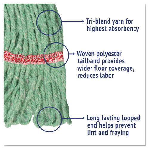 BWK503GNCT - Boardwalk - Super Loop Wet Mop Head, Cotton/Synthetic Fiber, 5&quot; Headband, Large Size, Green, 12/Carton