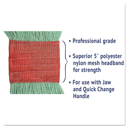 BWK503GNCT - Boardwalk - Super Loop Wet Mop Head, Cotton/Synthetic Fiber, 5&quot; Headband, Large Size, Green, 12/Carton