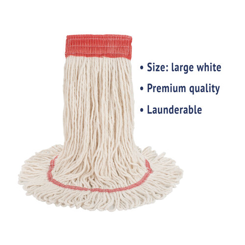 BWK503WHCT - Boardwalk - Super Loop Wet Mop Head, Cotton/Synthetic Fiber, 5&quot; Headband, Large Size, White, 12/Carton