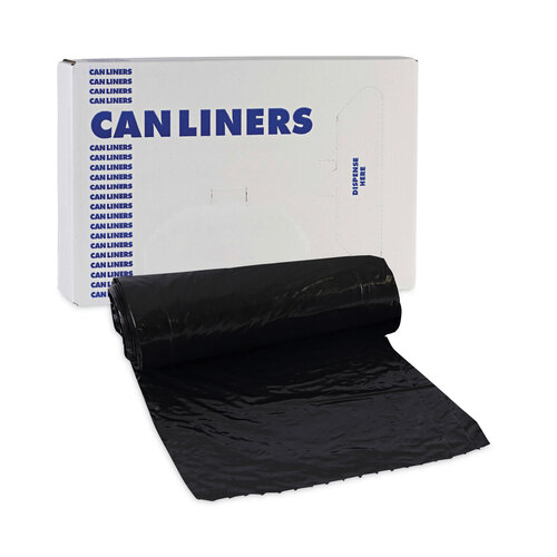 BWK510 - Boardwalk - Low-Density Waste Can Liners, 16 gal, 1 mil, 24 x 32, Black, 10 Bags/Roll, 15 Rolls/Carton