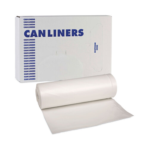 BWK512 - Boardwalk - Low-Density Waste Can Liners, 33 gal, 0.6 mil, 33 x 39, White, 25 Bags/Roll, 6 Rolls/Carton