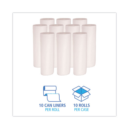 BWK515 - Boardwalk - Linear Low Density Can Liners, 55 gal, 0.63 mil, 38&quot; x 58&quot;, White, 10 Bags/Roll, 10 Rolls/Carton